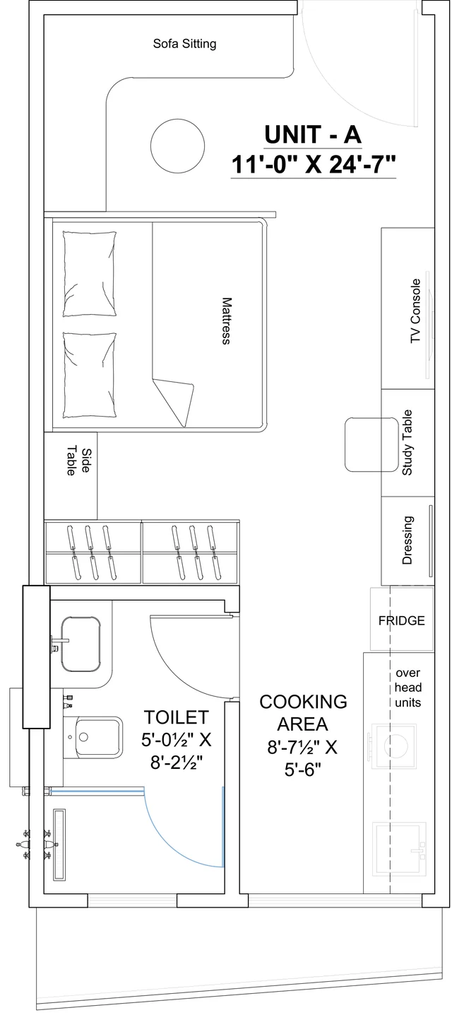 Plan of the Classic Suite, layout 1, 11'-0